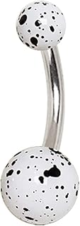 Dynamique 316L Surgical Steel Belly Button Ring with UV Acrylic Paint Splatter Balls (Sold Per Piece)