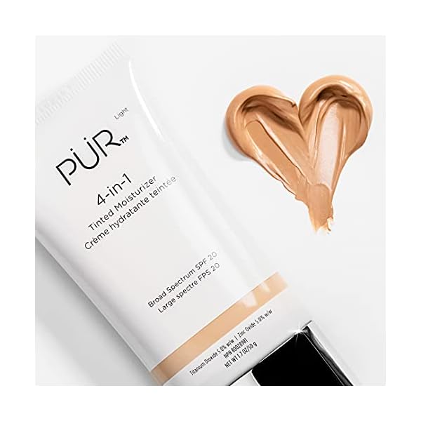 PÜR MINERALS 4-in-1 Tinted Moisturizer With SPF 20 - Hydrating Face Moisturizer, Primer, & Foundation Shea Butter, Aloe Vera Vitamin B3 Vegan Friendly Free of Paraben, Gluten BPA – Medium