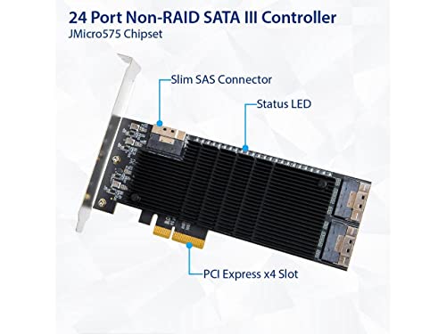 Image of IO CREST 24 Port SATA III to PCIe 3.0 x4 Non-RAID Expansion Card JMB575 JMB582 Low Profile Bracket,SI-PEX40169