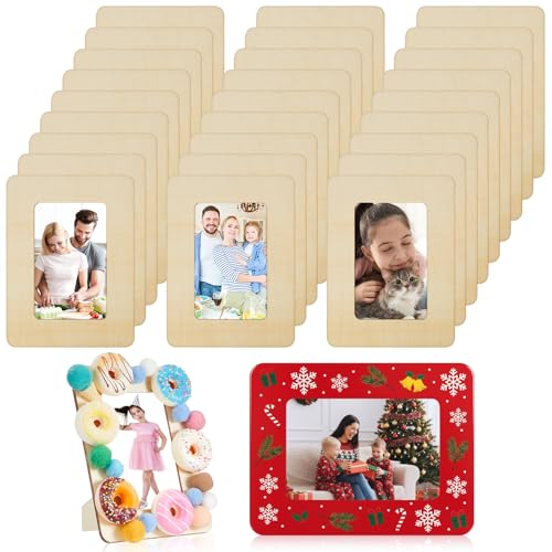 Yalikop 6 Pieces 4x6 In Unfinished Wooden Craft Picture Frames for Photos