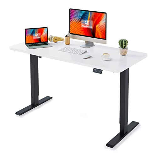 MAIDeSITe Höhenverstellbarer Schreibtisch120 x 60cm-Schreibtisch Höhenverstellbar Elektrisch Sitz & Stehpult -Schreibtisch Höhenverstellbar mit Tischplatte(S1 Pro) 120 x 60 cm Schwarz Gestel