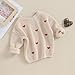 Karwuiio Toddler Baby Girl Boy Knit Sweater Long Sleeve Heart Sweater Infant Warm Fall Winter Pullover Sweatshirt Knitwear (Khaki Red Heart, 5-6 Years)