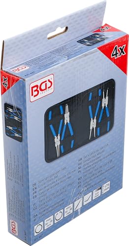 BGS 447 | Sprengringzangen-Satz | 4-tlg. | 175 mm | Seegering-Zangen | gebogen | gerade | rutschhemmend | inkl. Tasche