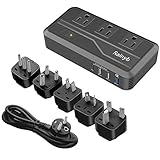 Rainyb 2300W Voltage Converter with Type-C & 3 USB Ports,Step Down 220V to 110V Power Converter for Hair Dryer,International Travel Adapter for UK/AU/US/EU/IT/S.Africa Plug (2300W-Upgraded)