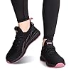 SPIEZ Lightweight Composite Toe Safety Shoes for Women, Metal-Free Work Trainers with Puncture Proof Midsoles, Breathable Slip on Casual Sneakers, Size 6 UK, Black/Pink #4