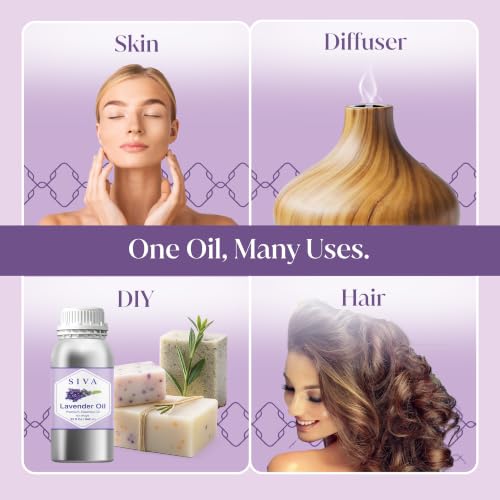 Image of Siva Lavender Essential Oil, Huge Bottle, Large Size, 32 Fl Oz (946 ml) | Lavender Oil for Diffuser, Humidifier, Linen Spray, Skin Care, Hair Care, Body Massage, Soap, Candle, Bath Salt & DIY Blends