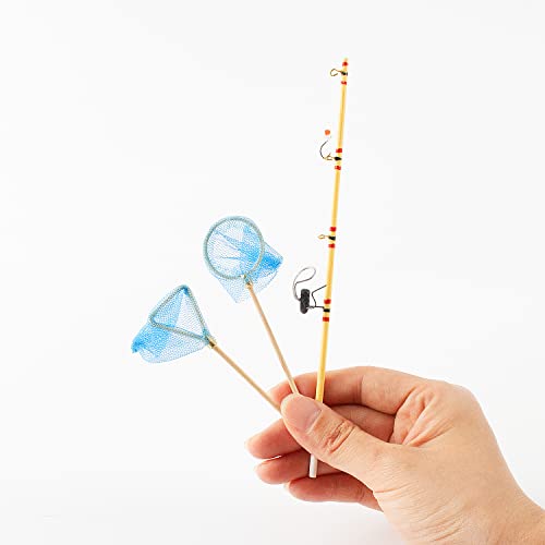 5 Pieces Miniature Fishing Rod Life Scene Dollhouse Decoration Fish Bowl Fishing Net Miniature Fishing Accessories #TOP1