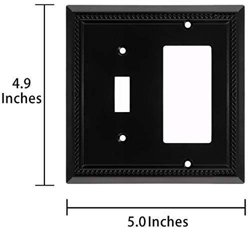 Image of Henne Bery Sunken Pearls Heavy Duty Decorative Wall Plate Switch Plate Outlet Cover (Toggle /Decorator, Matte Black)