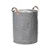 LOVE !T STORE !T – PREMIUM – Rundkorb mit Griffen – freistehender Aufbewahrungskorb aus Leinen Stoff – Wäschekorb Bad – 40x40x50cm – grau