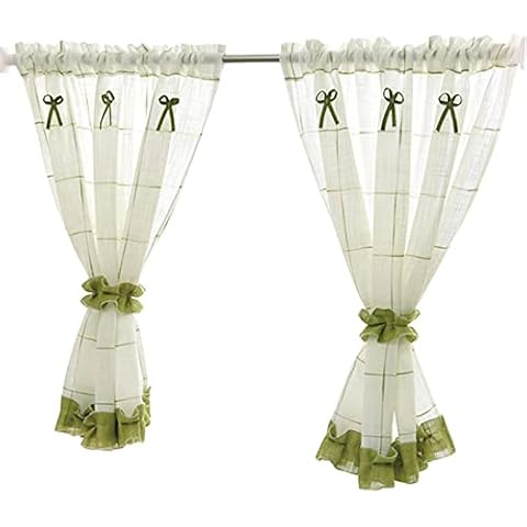 Daoyuan Kitchen Curtains Country Style Bistro Curtain,Romantic Half Blackout Curtains Elegant Cáfe Short Curtain,Transparent Curtain Valance for Living Room,Bedroom,Kitchen Cover