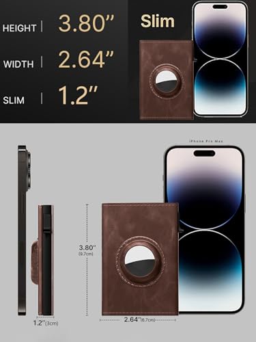 Image of Mens Pop Up Wallet for AirTag: Premium Genuine Leather, RFID Blocking, Smart, Minimalist, 9-14 Card Capacity, ID Window, Cash Slot (Deep Brown)