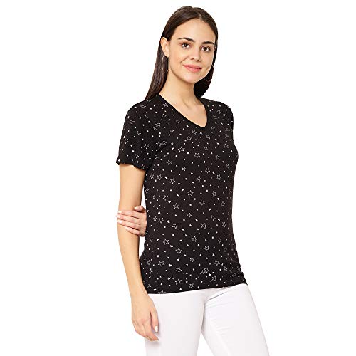 Image of Mack Jonney Cotton Blend V Neck Half Sleeve T-Shirt for Women Regular Fit (Pack of 2)