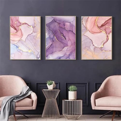 Affiche en marbre coloré rose or de qualité supérieure avec châssis intérieur 60x80 cm