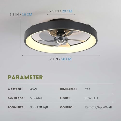 Ventilateur de plafond LED silencieux a intensite variable LANMOU