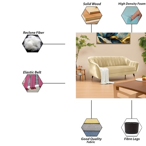 Image of Atticus 3-Seater Premium Fabric Sofa for Living Room, Office & Home (Cream) | Comfortable Modern Sofa Couch for Hall & Guest Room | Stylish Durable Furniture with 1-Year Warranty