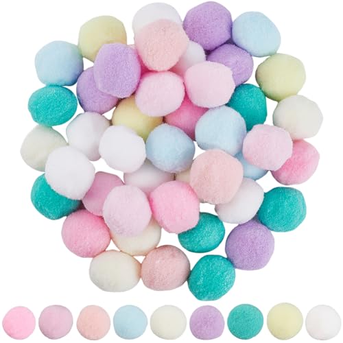 SUNNYCLUE 100Pcs Colorful Pompom Balls Crafts Pom Poms 25mm Polyester Macaron Soft Fluffy Fuzzy Decors Round Mini Pompoms Ball for Making DIY Creative Arts Crafting Party Home Decorations Supplies