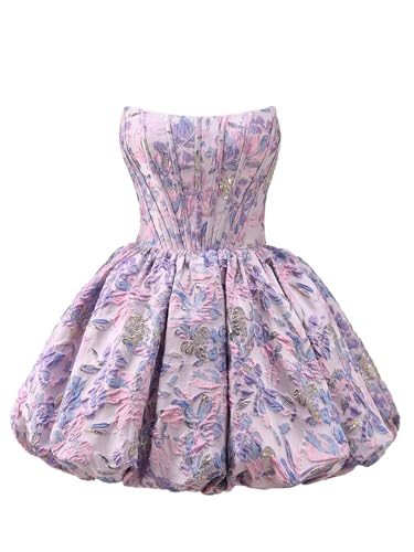 Satin Homecoming Dresses 2025 Strapless Flower Bud Short Corset Formal Cocktail Dress for Teens