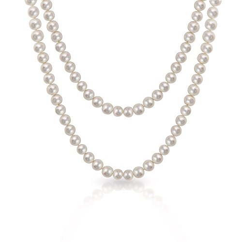 Bling Jewelry 9.5 to 10mm White Potato Freshwater Pearl Long Necklace Rope 52in