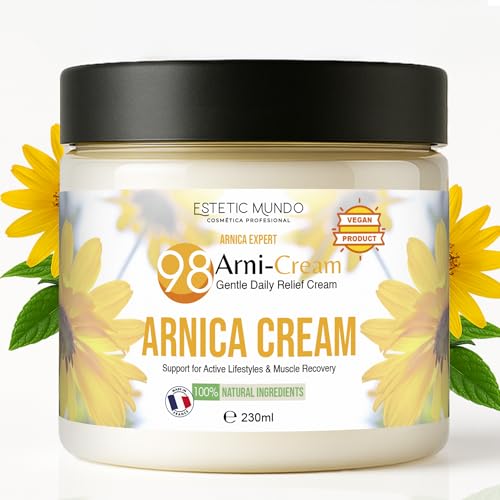 ARNI·CALM CREAM | Crema de Árnica 98% Cultivo Ecológico – Prevenir y Calmar Molestias, Aliviar Zonas Tensas y Piel Sensible – Con Caléndula y Jojoba 230 ml