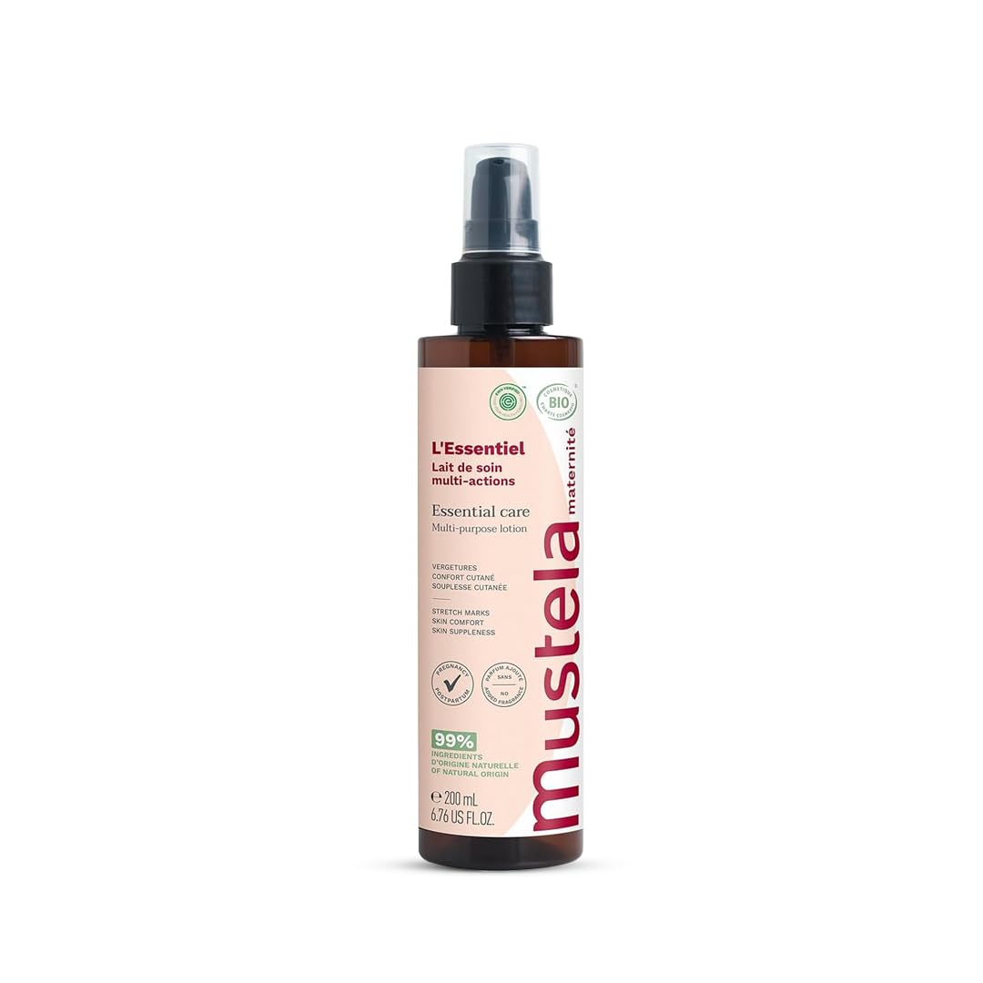 Mustela Essential Care, Multi-Action Stretch Mark Treatment, Breast and Body, All Women, Pregnancy and Breastfeeding Safe - Prevents Stretch Marks, 99% Natural Ingredients (200 ml)