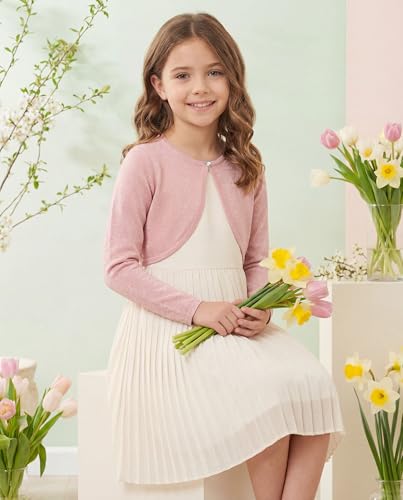 Image of BOLEROSE Girls Long Sleeve Sparkle Cardigan Childrens Kids Bolero Shrug