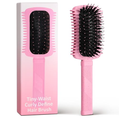 Auhrjomra Curl Defining Brush Pink Volume Curly Hair Brush for Effortlessly Detangling Shaping and Styling Womens Curls Waves & Coils Curly Hair Products Reduce Frizz