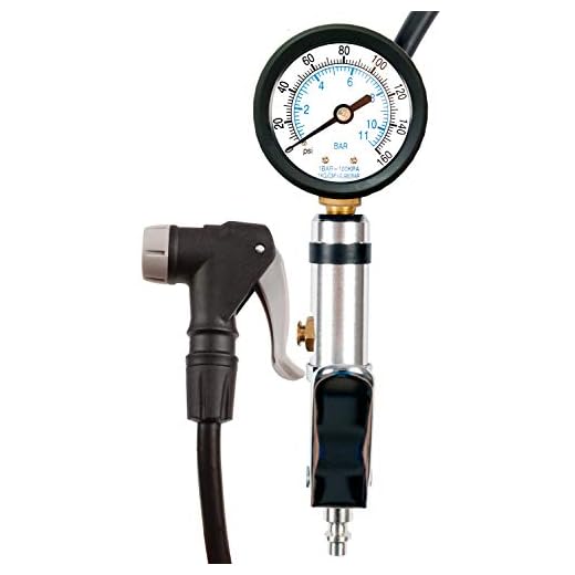 CycloSpirit Universal Bicycle Tire Inflator Gauge with Auto-Select Valve Type - Presta and Schrader Air Compressor Tool
