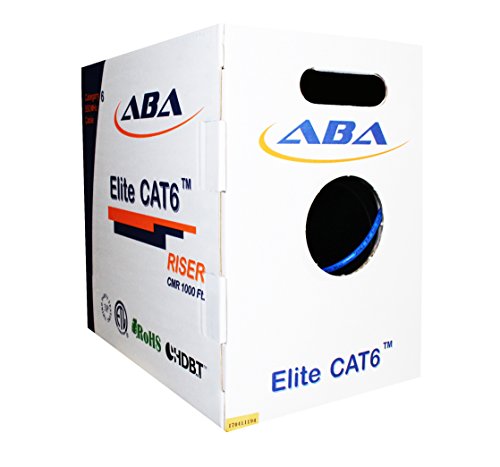 CAT6 Riser (CMR), 1000ft, UTP 23AWG, Solid Bare Copper, 550MHz, UL Certified, Easy to Pull (Reelex II) Box, Bulk Ethernet Cable in Blue