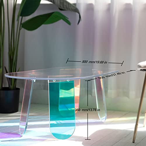 Lapeasy Acrylic Coffee Table, Iridescent Glass End Table Round Side Table For Home Living Room Bed Room Office Reception. #TOP5