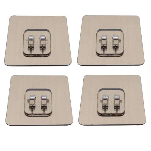 Image of 10 Pack Self Adhesive Gold Wall Hooks Heavy Duty PVC Magic Sticker for Bathroom Kitchen Tissue Towel Shelf Rack Hangers Strong Sticky Hooks for Multi Surface Hanging and Home Storage Needs