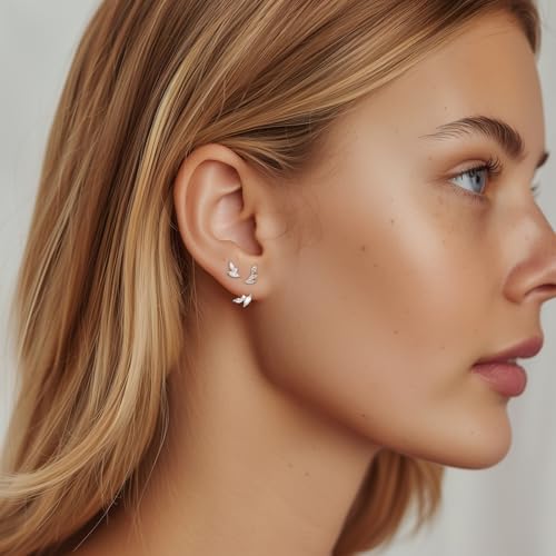 GEORGE · SMITH Sterling silver Earrings Set for Women, 14K gold plated Earrings Girls, 3 Pairs Earrings Set Hypoallergenic for Multiple Piercing3