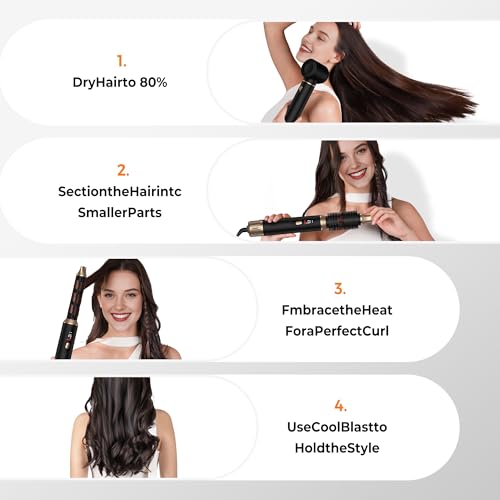 Image of Hair Dryer Brush 5 in 1, Blow Dryer Brush Set with Air Curler Wrap Hair Styler, Negative Ionic Blow Dry Brush, Detachable Hair Tool for Curling, Volumizer,Straightener,Drying