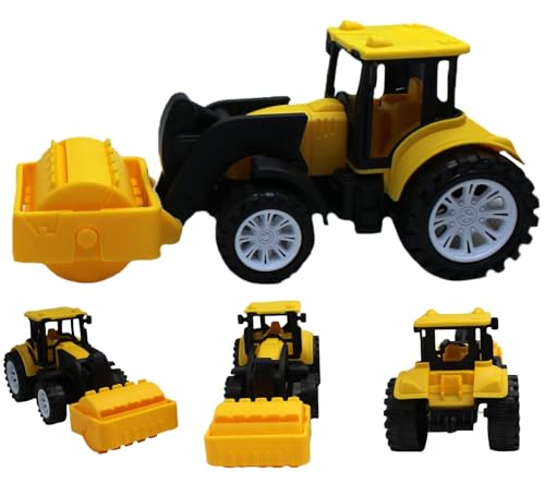 Image of Friction Powered Road Roller Toy for Kids Toddlers Boys Girls | Pull Back Construction Vehicle Toy with Front Roller | Steam Roller Truck Toy Age 4+ | BIS Certified | NeoKiddo (Yellow)