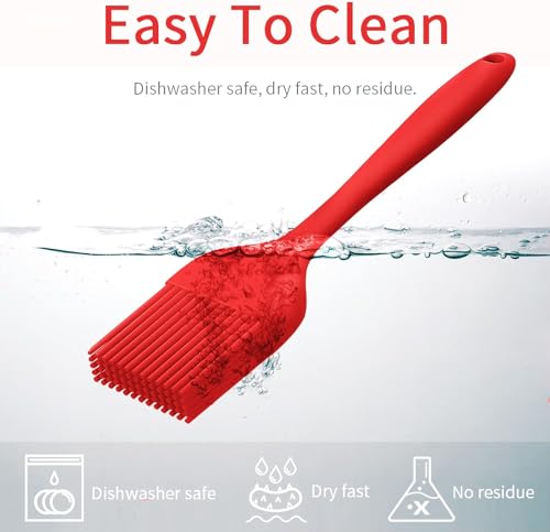 Image of Baskety Silicone Non-Stick Heat Resistant Spatula Multi Purpose Tools for Kitchen Cooking Set of 2 Red|Spatula Spreader Butter Knife 24cm + Silicone Basting Brush 21cm