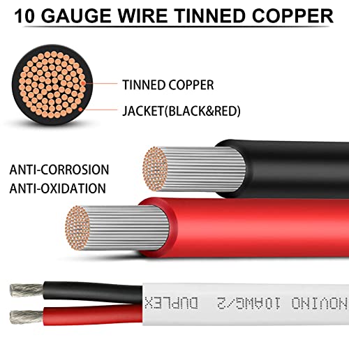 image for NOVINO 10 Gauge Marine Wire,10 AWG 30ft Duplex Marine Grade Wire Tinne