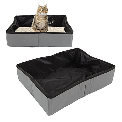 Arenero plegable portátil para gatos color gris miniatura 3