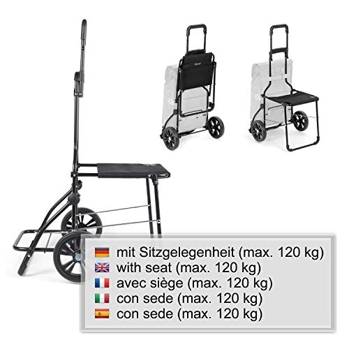 Andersen Shopper Komfort Stahl klappbar mit Rad Ø 20cm und 47 Liter Tasche Mara schwarz – Bild 6