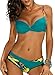 Produktbild JFan Damen Badeanzug Bikini Set Bademode Push-up Farbblock Blumendruck Badeanzug Strandkleidung Badeanzug Rüschen Zweiteilige,Grün,M