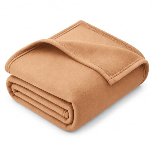 Image of HOMEKART 300 TC All Season Solid /Plain Lightweight Polar Fleece Single Bed Blanket (152 x 230 cm), Beige