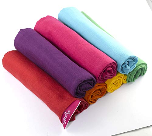 Lange bébé en Mousseline de Coton ( Lot de 7 Arc-en-Ciel ) Qualité supérieure 100% Coton Natural - 60X60 cm - certifié de EKO-Tex Standard Cover