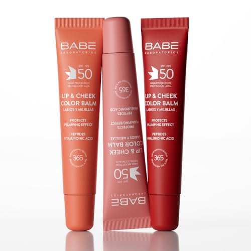 Laboratorios Babé - LIP & CHEEK SPF 50 RED - Balsam fotoochronny w odcieniu czerwonym | Wysoka ochrona przeciwsłoneczna SPF 50 | Nawilżenie i naturalny efekt objętości | na usta i policzki