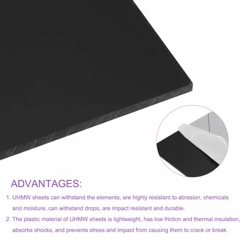 Image of DMiotech 2 Pack 6 x 12 x 0.15 Inch Plastic UHMW Sheets, Ultra High Molecular Weight Polyethylene, Opaque Black Polyethylene Board for Automotive, Chemical, Manufacturing, DIY Home Kitchen