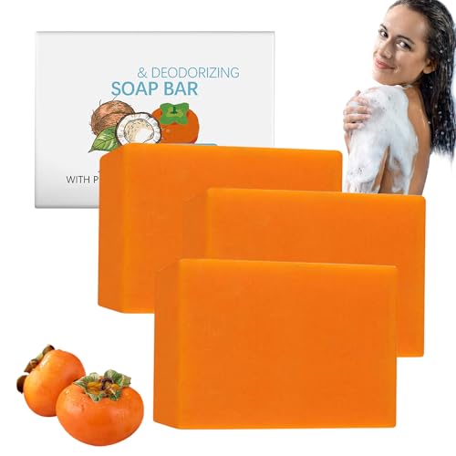 Jabón de baño de coco y caqui, elimina el olor corporal, gel de ducha desodorante para rostro y cuerpo, limpia e hidrata, suaviza y refresca la piel, contra el olor corporal en la vejez (3 unidades)