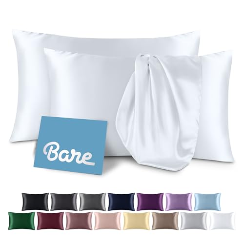 Bare Home Taies satin fermeture King 20"x36" (2) blanc