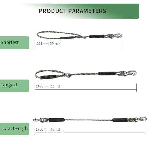 Adjustable Tree Swing Rope Heavy Duty Hammock 5.6Ft(67\"),360°Rotation Tree Swing Hanging Strap 1000LBS for Outdoor Swings Hammock Playground Set Accessories,1 Pcs of Green