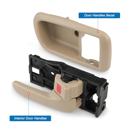 Interior Door Handles with Bezel Fit for Toyota Tundra 2000 2001 2002 2003 2004 2005 2006 Replacement for 692050C010E1 692060C010E1 81257 Left Driver Right Passenger Door Handle (Beige)