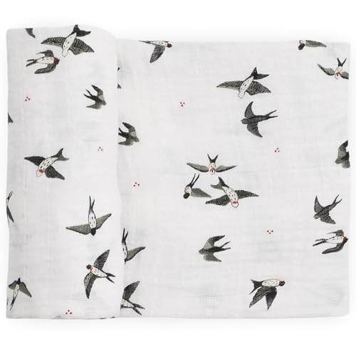 Image of Little Unicorn Muslin Swaddle Blanket for Newborns & Infants | Soft & Breathable Fabric | Baby Blanket for Swaddling, Nursing, Shower Gifts (Swallows)