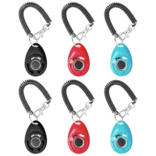 Ieron Professional 6PCS Dog Clicker Set - Training Clicker for Dogs Cats, Horses - Spiral Band Included