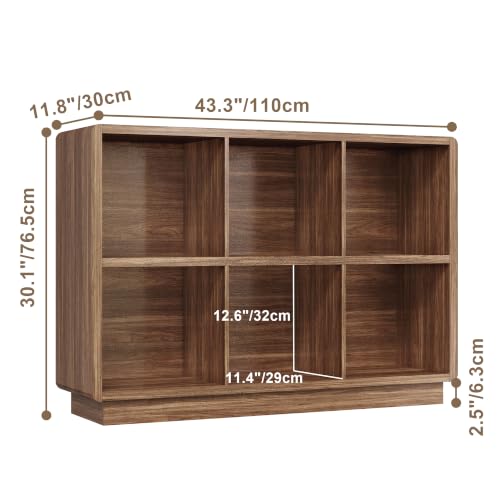 ChooChoo-6-Cube-Storage-Organizer-Wooden-Bookcase-with-Storage-43-Inch-Cube-Storage-Bookshelf-for-Bedroom-and-Home-Office-Brown-Walnut