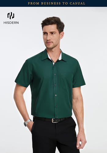 HISDERN 108C Men's Short Sleeve Button Down Shirt Breathable & Stylish for Summer Beach Vacation and Business Casual4